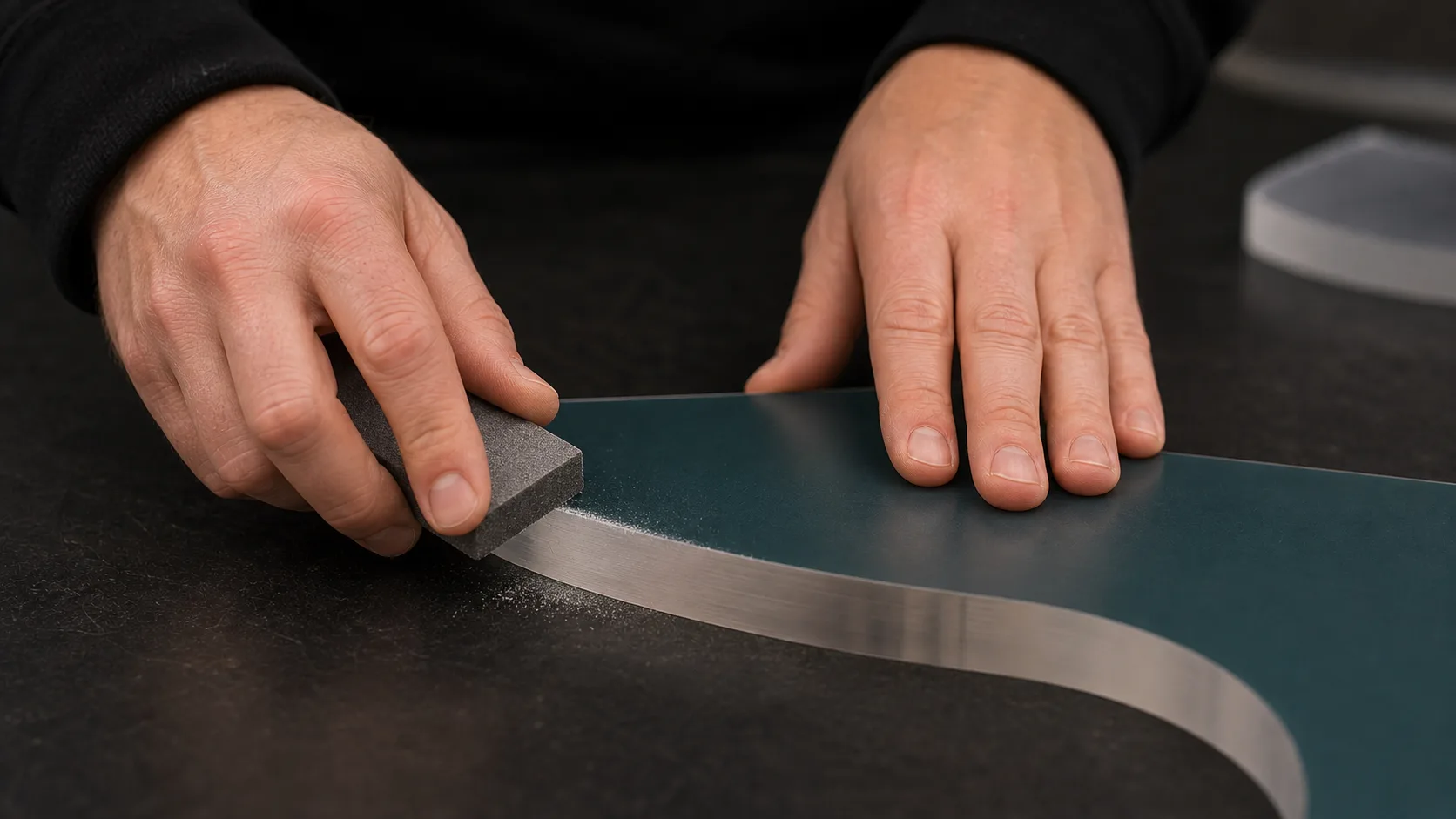 Flame-polishing an acrylic edge