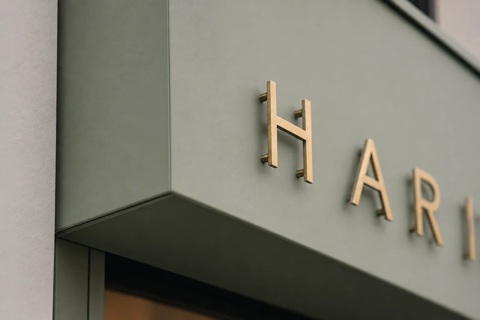 Sage green tray fascia with pinned letters