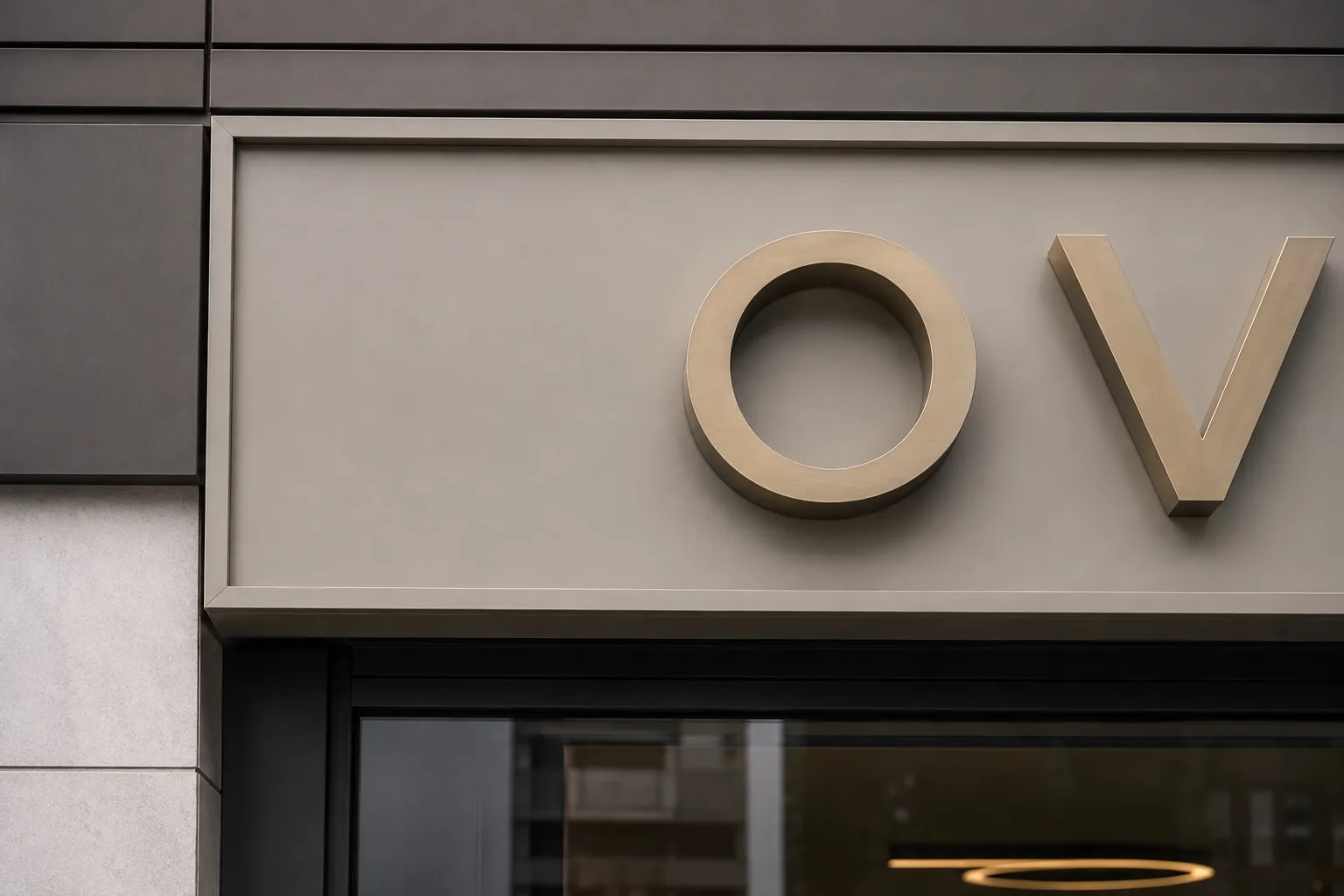 Fabricated fascia tray with built-up letters on a shopfront