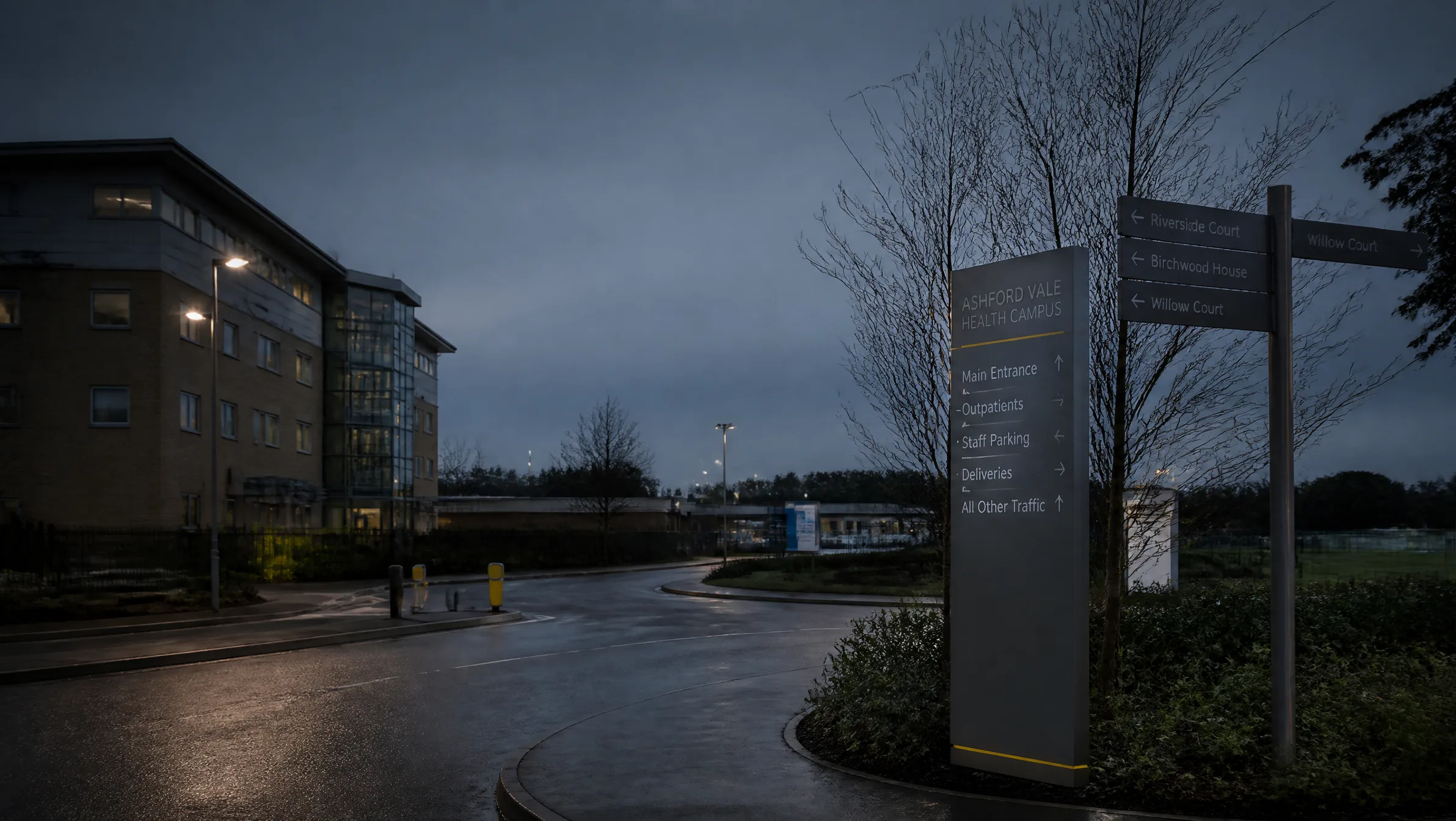 Totem and directional signage on a business park